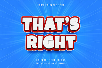 That's right, 3 dimensions editable text effect modern red white text style