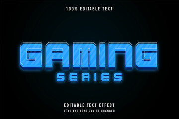 Gaming series,3 dimensions editable text effect blue gradation modern style