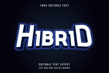Hybrid,3 dimensions editable text effect blue gradation modern style