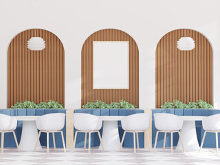 3D illustration Mockup photo frame in living room rendering