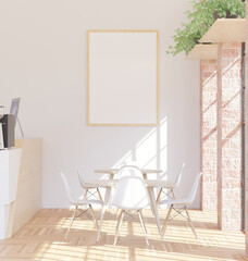 3D illustration Mockup photo frame in living room rendering