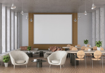 3D illustration Mockup photo frame in living room rendering