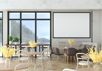 3D illustration Mockup photo frame in living room rendering