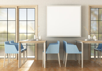 3D illustration Mockup photo frame in living room rendering
