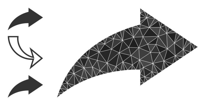 Low-poly redo icon, and bonus icons. Polygonal redo vector designed of randomized triangles. Flat geometric 2d modeling illustration is designed by redo icon.