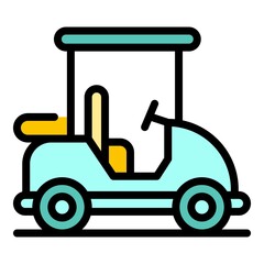 Golf club cart icon. Outline golf club cart vector icon color flat isolated