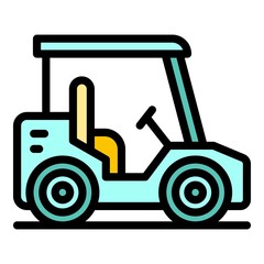 Golfer cart icon. Outline golfer cart vector icon color flat isolated