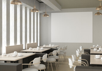 3D illustration Mockup photo frame in lounge rendering