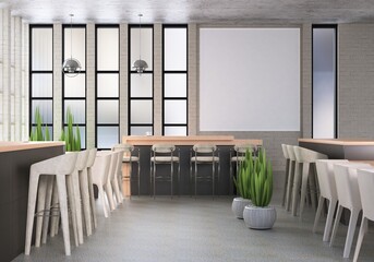3D illustration Mockup photo frame in lounge rendering