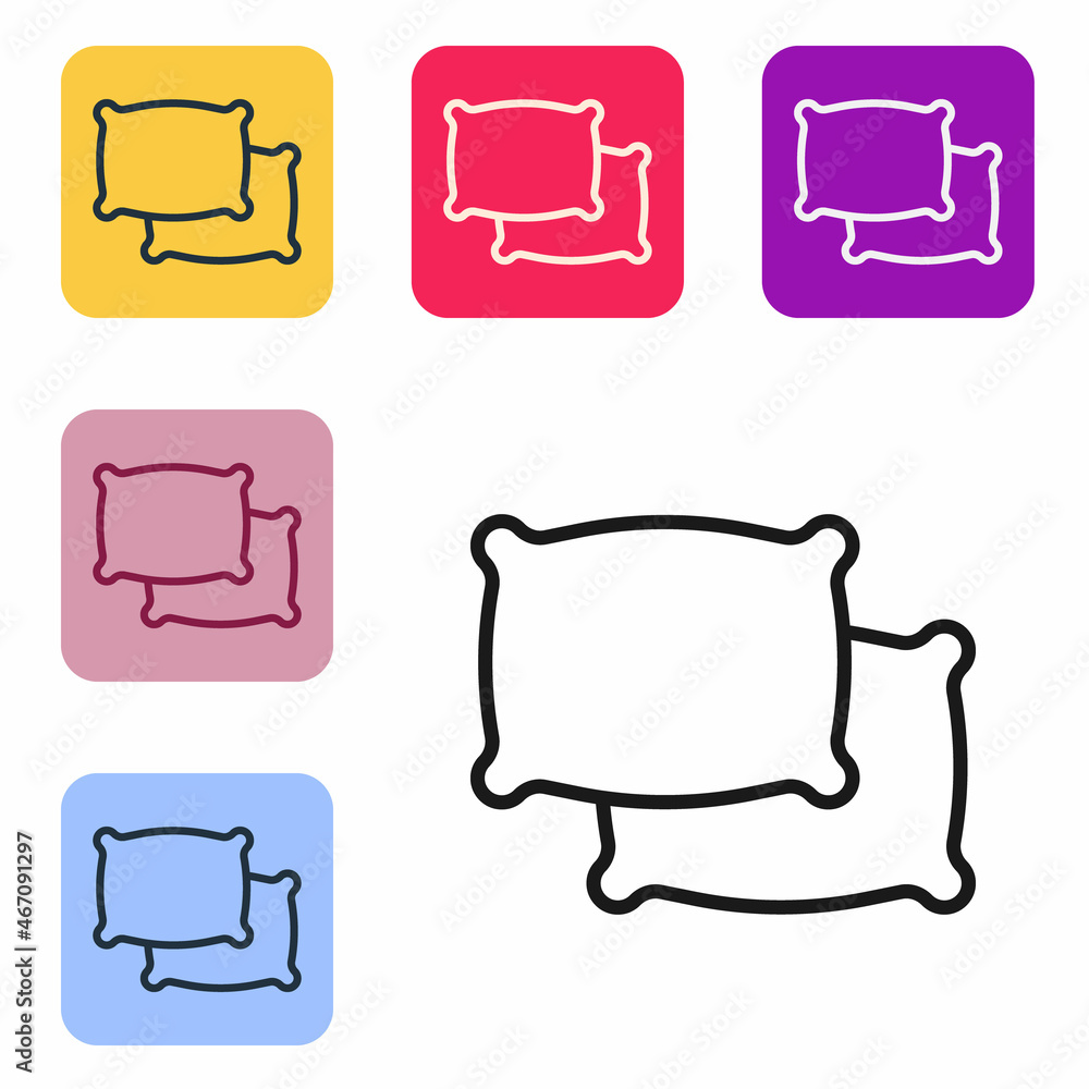 Poster black line rectangular pillow icon isolated on white background. cushion sign. set icons in color sq