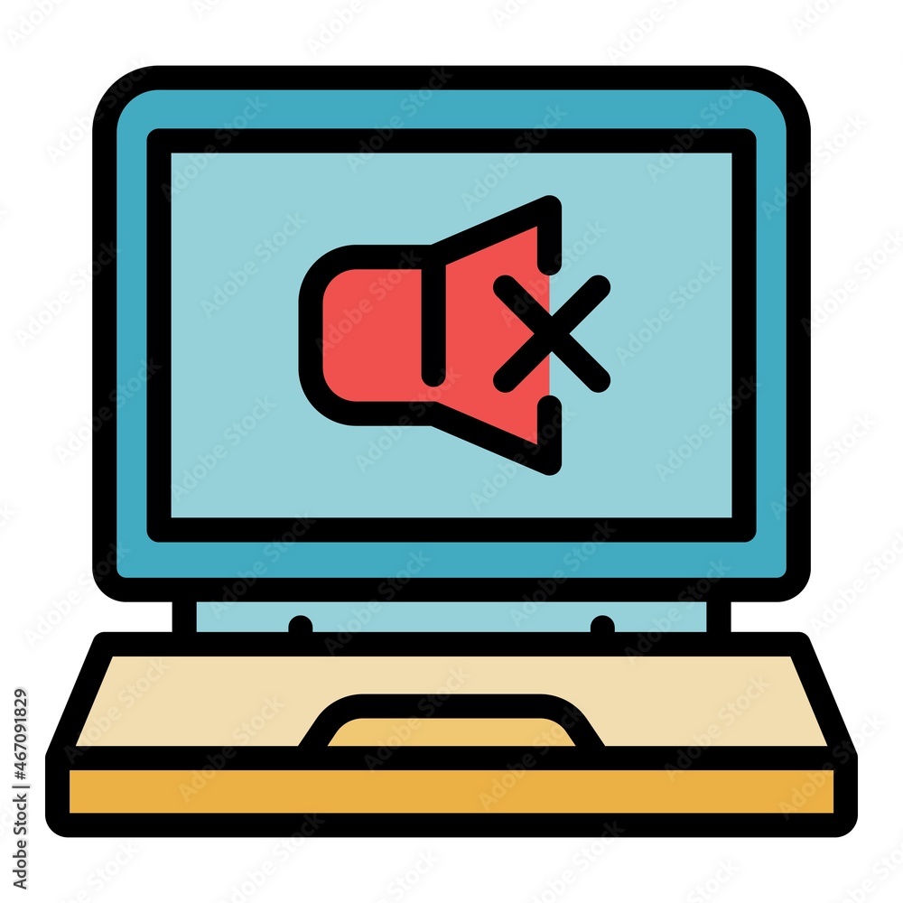 Poster mute volume call icon. outline mute volume call vector icon color flat isolated