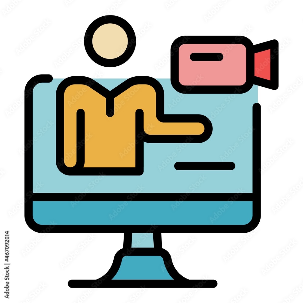 Aufkleber device video call icon. outline device video call vector icon color flat isolated