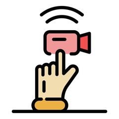 Push video call icon. Outline push video call vector icon color flat isolated