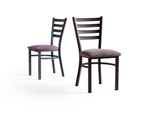 Single chair at different angles on a white background . 