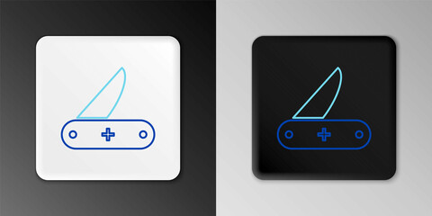 Line Swiss army knife icon isolated on grey background. Multi-tool, multipurpose penknife. Multifunctional tool. Colorful outline concept. Vector