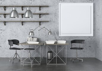 3D Mockup photo frame in Modern interior work area