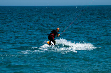 kite surfing on the ocean