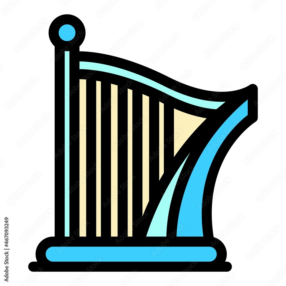 Aufkleber lesson harp icon. outline lesson harp vector icon color flat isolated