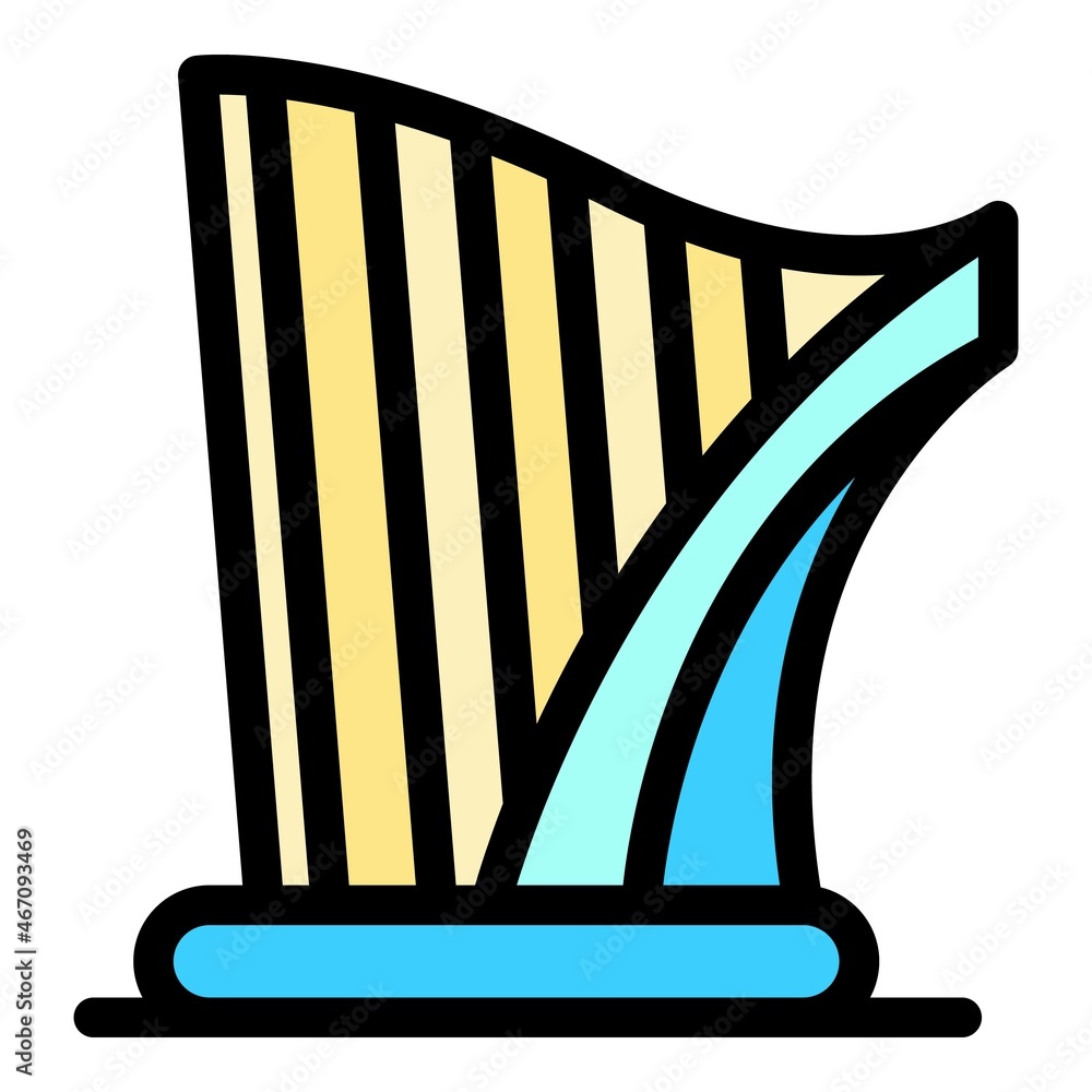 Wall mural Festival harp icon. Outline festival harp vector icon color flat isolated