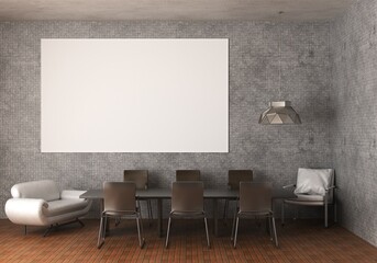 3D illustration Mockup photo frame in living room rendering