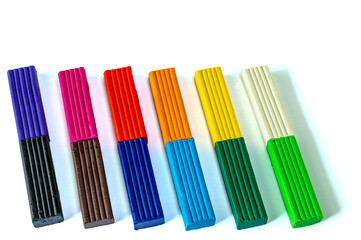 colored plasticine on a white background