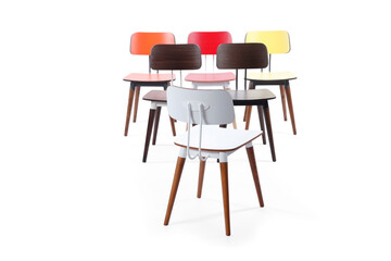 Single chair at different angles on a white background . Back view