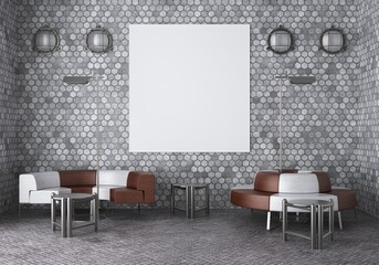 3D illustration Mockup photo frame in living room rendering