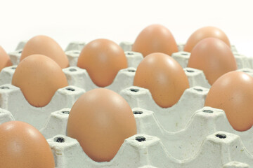 close up of eggs in the package for background
