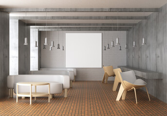 3D illustration Mockup photo frame in living room rendering