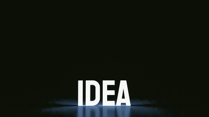 idea text glow in the dark for creative concept 3d rendering