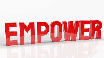 The red empower text on white background  for business concept 3d rendering