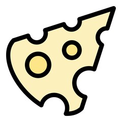 Gouda cheese icon. Outline gouda cheese vector icon color flat isolated