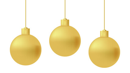 golden balls for decoration isolated on white background for Christmas baubles ornament and new year festive decoration