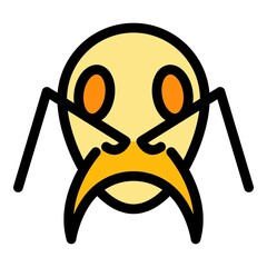 Head ant icon. Outline head ant vector icon color flat isolated
