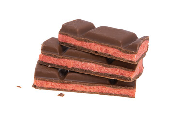 chocolate with strawberry filling isolated