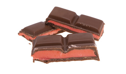chocolate with strawberry filling isolated