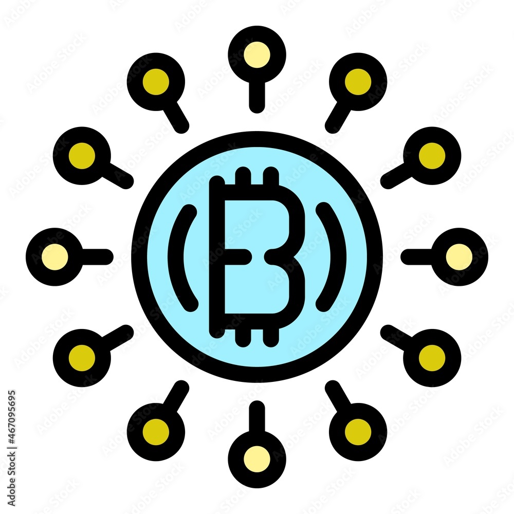 Poster bitcoin network icon. outline bitcoin network vector icon color flat isolated