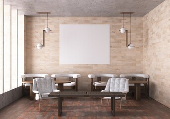 3D illustration Mockup photo frame in lounge rendering