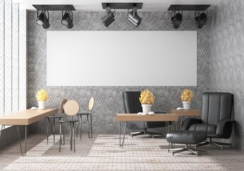 3D Mockup photo frame in Modern interior work area