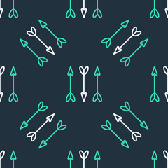 Fototapeta na wymiar Line Hipster arrows icon isolated seamless pattern on black background. Vector