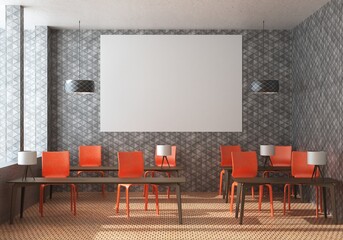 3D Mockup photo frame in Modern interior work area
