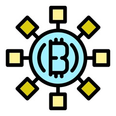 Bitcoin interest icon. Outline bitcoin interest vector icon color flat isolated