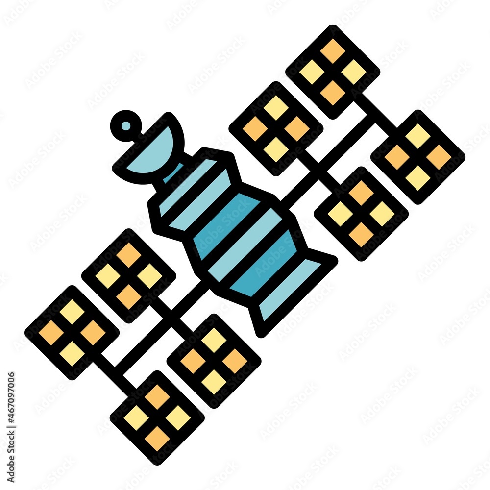 Poster spaceship icon. outline spaceship vector icon color flat isolated