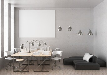 3D Mockup photo frame in Modern interior work area