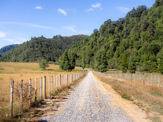 Fototapeta na wymiar New Zealand - Blue Duck Station - Typical country road