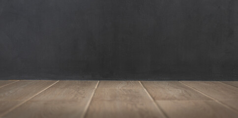 dark loft wall background and floor, using for studio background and product display concept	
