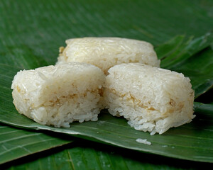Lemper cake is a traditional cake made from rice and meat then wrapped in banana leaves