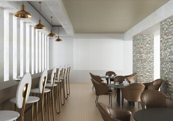 3D Mockup photo frame in Canteen interior