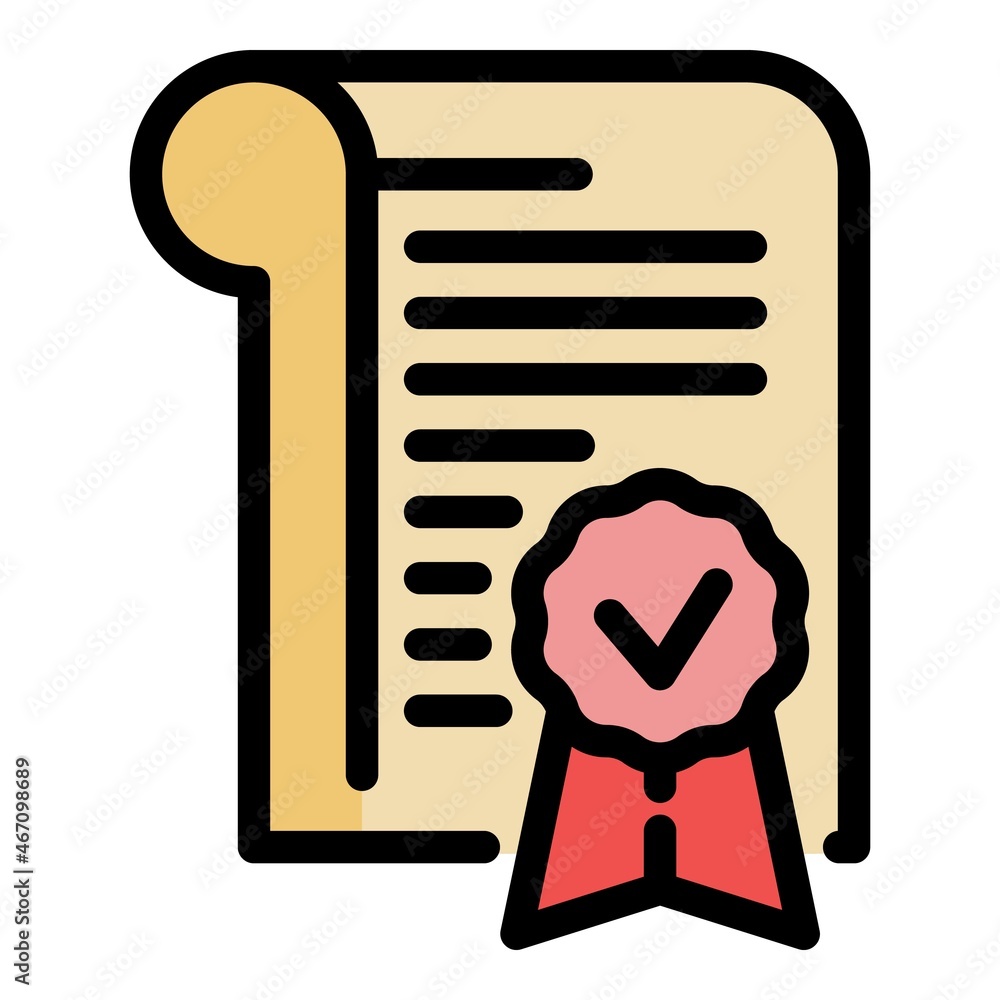 Poster quality certificate icon. outline quality certificate vector icon color flat isolated