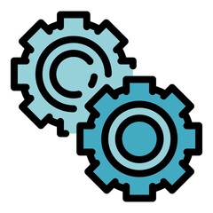 Process gear icon. Outline process gear vector icon color flat isolated